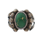 Navajo Fred Harvey Turquoise and Silver Ring c. 1940s, size 1.5 (J14340)