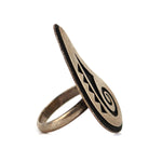 Bernard Dawahoya - Hopi - Silver Overlay Ring c. 1970s, size 6.75