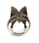 Zuni - Multi-Stone Channel Inlay and Silver Butterfly Ring  c. 1960s, size 9.5