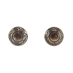 Navajo - Silver Post Earrings with Stamped Designs c. 1950s, 0.75" diameter