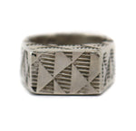 Marco Patania - Contemporary Sterling Silver Ring with Stamped Signet Design, size 7