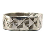 Marco Patania - Contemporary Sterling Silver Ring with Stamped Signet Design, size 7