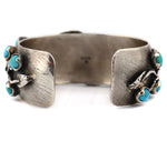 Marco Patania - Turquoise and Sterling Silver Bracelet with Leaf Design, size 6.75