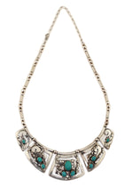 Marco Patania - Turquoise and Sterling Silver Overlay "Staghorn Fern Aurora" Necklace, 22" length