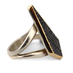 Marco Patania - Meteorite, 18K Gold, and Sterling Silver Ring, size 10.5