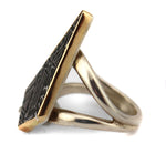 Marco Patania - Meteorite, 18K Gold, and Sterling Silver Ring, size 10.5