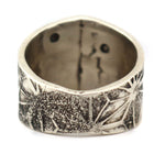 Marco Patania - Turquoise and Sterling Silver Ring with Stamped Design, size 10