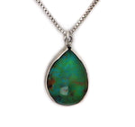 Sam Patania - Turquoise and Sterling Silver "Ceremonial Drop" Necklace, 24" length