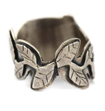 Marco Patania - Spiny Oyster and Sterling Silver Ring with Leaf Vine Design, size 11.5