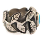 Marco Patania - Turquoise and Sterling Silver Overlay Ring with Leaf Vine Design, size 10.25