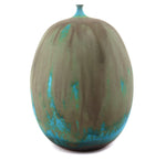 Rose Cabat (1914-2015) - Large Turquoise Ovoid with Olive Browns c. 1960-75, 9" x 6.5"