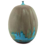 Rose Cabat (1914-2015) - Large Turquoise Ovoid with Olive Browns c. 1960-75, 9" x 6.5"