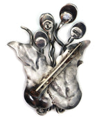 Marco Patania - Turquoise and Sterling Silver "Floral Spray" Pin, 2.5" x 1.875"