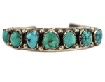 Navajo - Turquoise and Silver Row Bracelet c. 1960s, size 6.375