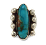 Possibly Sherry Sandoval - Navajo - Blue Gem Turquoise and Silver Ring c. 1950s, size 5