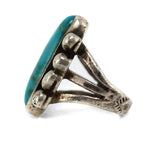 Possibly Sherry Sandoval - Navajo - Blue Gem Turquoise and Silver Ring c. 1950s, size 5