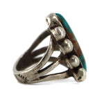 Possibly Sherry Sandoval - Navajo - Blue Gem Turquoise and Silver Ring c. 1950s, size 5