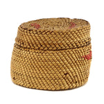 Makah Lidded Basket with Duck Pictorials c. 1900-20s, 2" x 2.75"