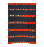 Navajo Moki Blanket with Hand-Spun 3-Ply Yarn, and Indigo Dye c. 1870s, 70.5" x 51"