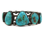 Navajo - Turquoise and Silver Row Bracelet c. 1940s, size 6.25