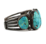 Navajo - Turquoise and Silver Row Bracelet c. 1940s, size 6.25