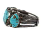 Navajo - Turquoise and Silver Row Bracelet c. 1940s, size 6.25