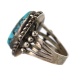 Santo Domingo (Kewa) - Turquoise and Silver Ring c. 1960-70s, size 7.75