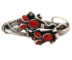 Sam Patania - Mediterranean Coral Cluster and Sterling Silver Bracelet with Floral Design c. 2000, size 6