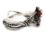 Sam Patania - Mediterranean Coral Cluster and Sterling Silver Bracelet with Floral Design c. 2000, size 6