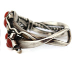 Sam Patania - Mediterranean Coral Cluster and Sterling Silver Bracelet with Floral Design c. 2000, size 6