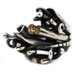 Sam Patania - 18K Gold and Sterling Silver Ring with Floral Design c. 2000, size 5.75