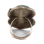 Navajo - Turquoise and Silver Ring with Feather Design c. 1960s, size 7.5