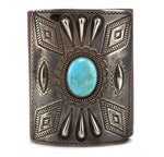Navajo - Turquoise, Silver, and Leather Ketoh c. 1930-40s, size 7.5