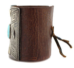 Navajo - Turquoise, Silver, and Leather Ketoh c. 1930-40s, size 7.5