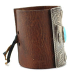 Navajo - Turquoise, Silver, and Leather Ketoh c. 1930-40s, size 7.5