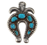 Zuni - Turquoise and Silver Naja Pendant c. 1930s, 2.125" x 1.5"