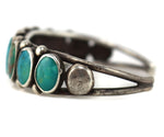 Navajo - Turquoise and Silver Row Bracelet c. 1920s, size 7
