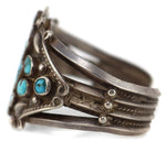 Navajo - Turquoise Cluster and Silver Bracelet c. 1920s, size 6.75