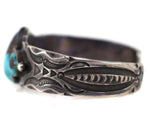 Navajo - Persian Turquoise and Silver Bracelet with Stamped Design c. 1920s, size 6.5