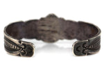 Navajo - Persian Turquoise and Silver Bracelet with Stamped Design c. 1920s, size 6.5
