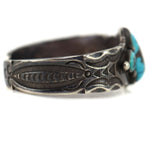 Navajo - Persian Turquoise and Silver Bracelet with Stamped Design c. 1920s, size 6.5