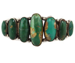 Navajo - Turquoise and Silver Row Bracelet c. 1920s, size 7.25