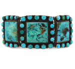Navajo - Turquoise Cluster and Silver Bracelet c. 1920s, size 7