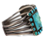 Navajo - Turquoise Cluster and Silver Bracelet c. 1920s, size 7