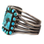 Navajo - Turquoise Cluster and Silver Bracelet c. 1920s, size 7