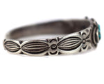 Attributed to Fred Peshlakai (1896-1974) - Navajo - Turquoise and Silver Bracelet with Stamped Design c. 1920s, size 6.75