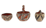 Group of 3 - Pair of Isleta Polychrome Jars & Santo Domingo (Kewa) Polychrome Handled Jar c. 1900-10s