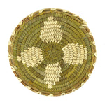 Tohono O'odham Plaque with Gap Stitch Design c. 1960s, 7.25" diameter