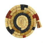 Hopi Polychrome Coil Plaque with Dog Pictorials c. 1960s, 4.625" diameter