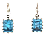 Sam Patania - "Grand Cathedral Earrings" Sky Blue Topaz and Sterling Silver French Hook Earrings, 1.5" x 0.625"